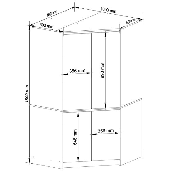 NAROŻNA SZAFA S100 4D CLP GRAFITOWY SZARY