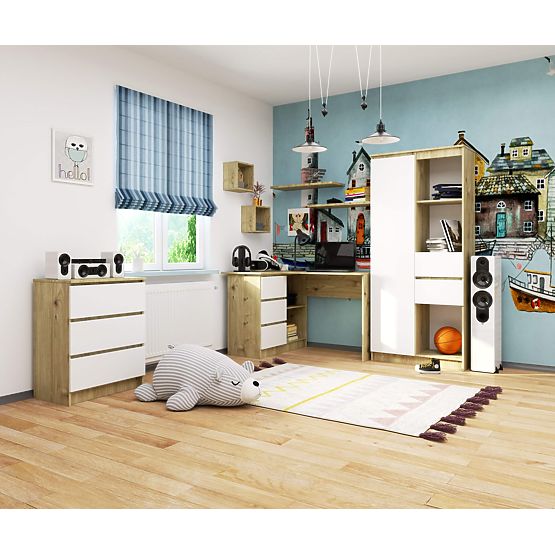 NAROŻNE BIURKO B16 CLP LEWE DĄB ARTISAN / BIAŁY