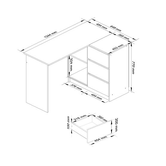 NAROŻNE BIURKO B16 CLP PRAWE OLCHA