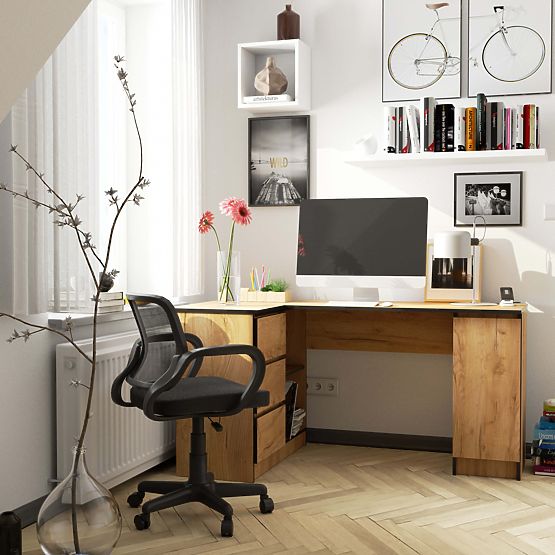 NAROŻNE BIURKO B20 CLP LEWOSTRONNE PK DĄB CRAFT