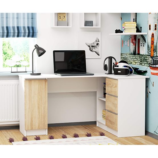 NAROŻNE BIURKO B20 CLP PRAWOSTRONNE PK BIAŁY / SONOMA