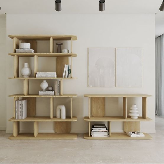 Niski regał Tulumo, zaokrąglony, Dąb Cremona Torro