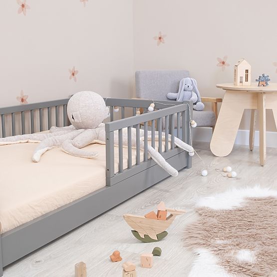 Dziecięce niskie łóżko Montessori Ourbaby - szare