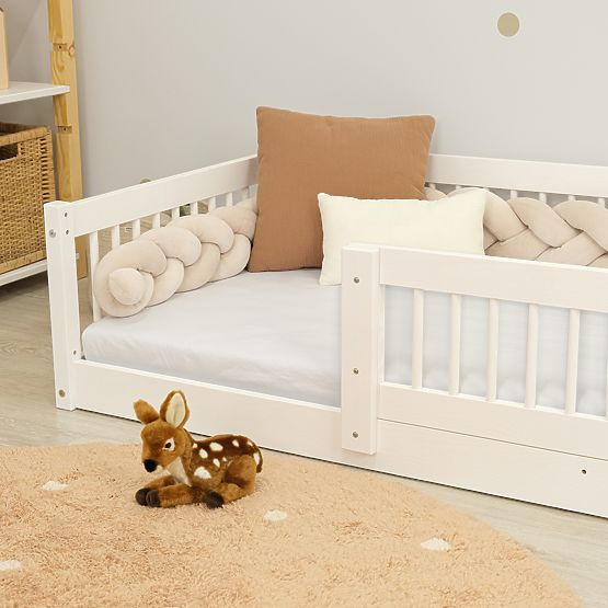 Niskie łóżko dla dzieci Montessori Ourbaby Plus - białe