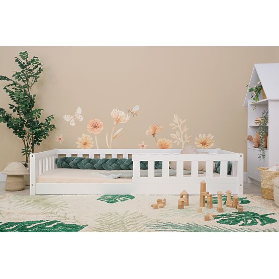 Niskie łóżko dziecięce Montessori Meadow - białe