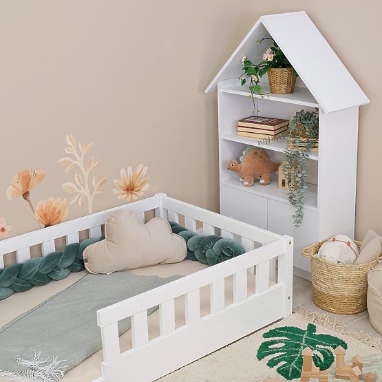 Niskie łóżko dziecięce Montessori Meadow - białe