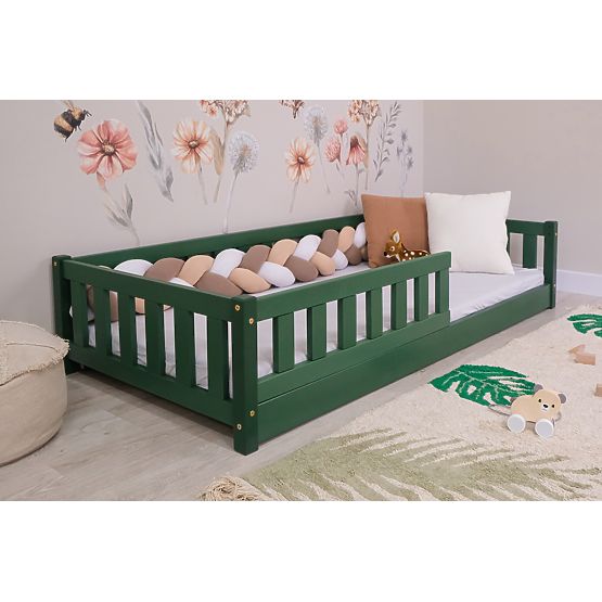 Niskie łóżko dziecięce Montessori Ourbaby Meadow - zielone
