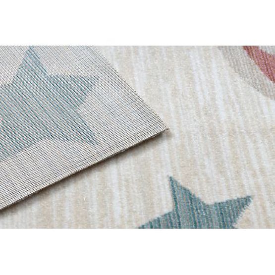 Nowoczesny dywan dziecięcy TOYS 75323 MIŚ, nieregularny kształt, kremowy, czerwony fuksja