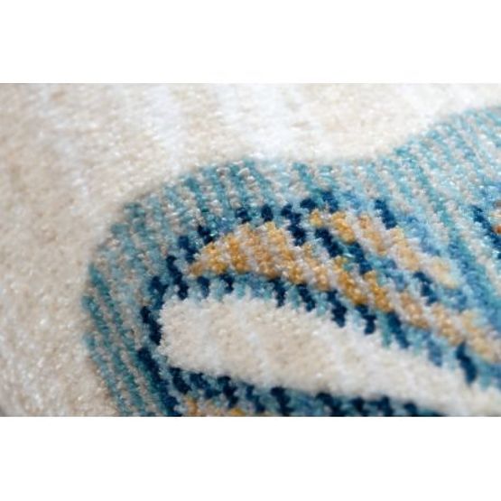 Nowoczesny dywan dziecięcy TOYS 75326 MOTYL, nieregularny kształt, kremowy, czerwony fuksja