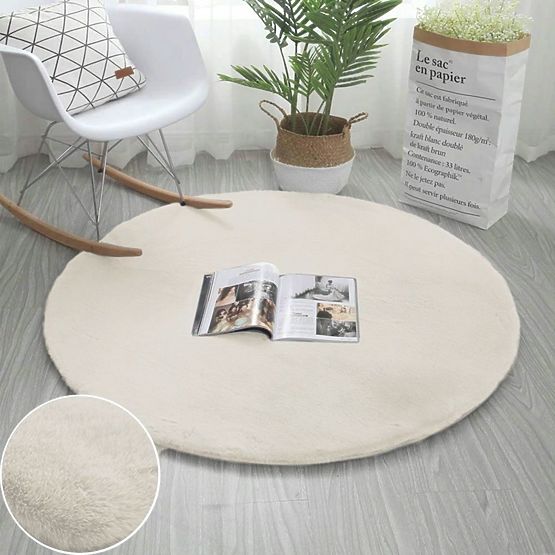 Dywan okrągły Królik - biały ecru