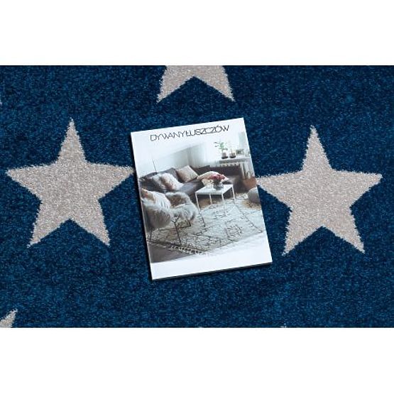 Okrągły dywan SKETCH - FA68 Marokańska koniczyna, Krata, niebiesko-biały - Gwiazdy