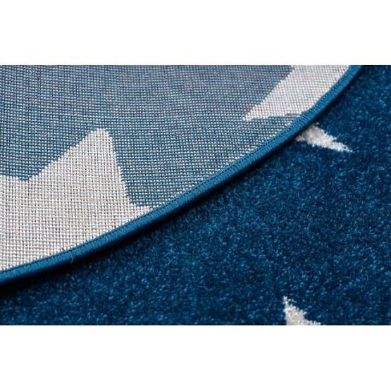 Okrągły dywan SKETCH - FA68 Marokańska koniczyna, Krata, niebiesko-biały - Gwiazdy