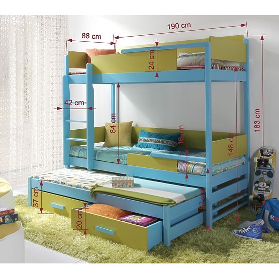 Ourbaby kondygnacja łóżko z łóżko Quatro - dąb sonoma-biały