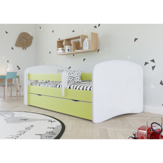 Łóżko dla dziecka z barierką Ourbaby - zielono-białe