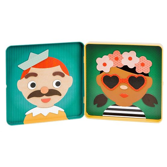 Petit Collage Puzzle magnetyczne Szczęśliwe twarze