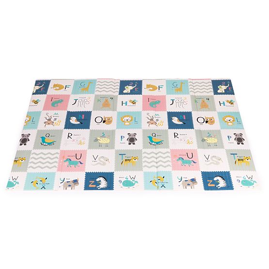 Piankowa mata dla dzieci 200x150 cm edukacyjna dwustronna składana miarka wzrostu alfabet ECOTOYS