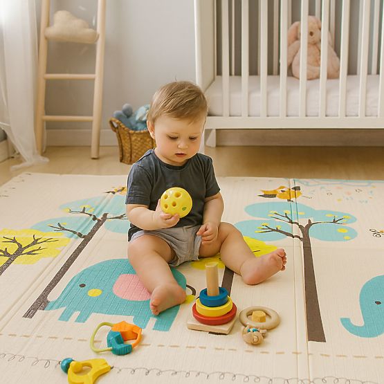 Piankowa mata dla dzieci 200x150 cm edukacyjna dwustronna składana miarka wzrostu alfabet ECOTOYS