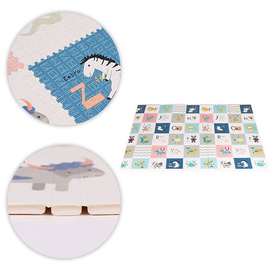 Piankowa mata dla dzieci 200x150 cm edukacyjna dwustronna składana miarka wzrostu alfabet ECOTOYS