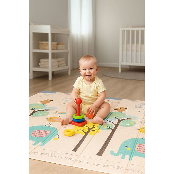 Piankowa mata dla dzieci 200x180 cm edukacyjna dwustronna składana miarka wzrostu alfabet ECOTOYS