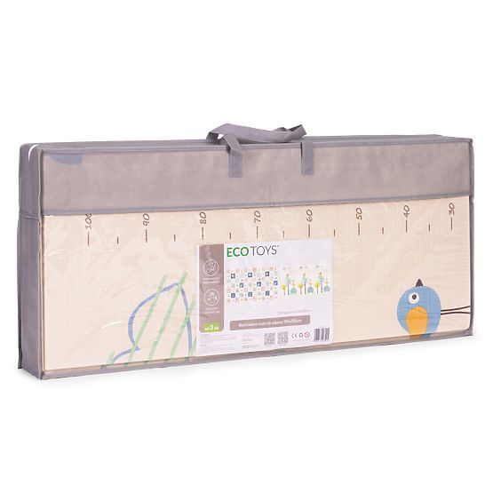 Piankowa mata dla dzieci 200x180 cm edukacyjna dwustronna składana miarka wzrostu alfabet ECOTOYS