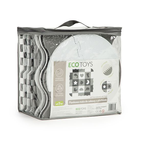 Piankowa mata z płotkiem puzzle suchy basen 25 sztuk ECOTOYS