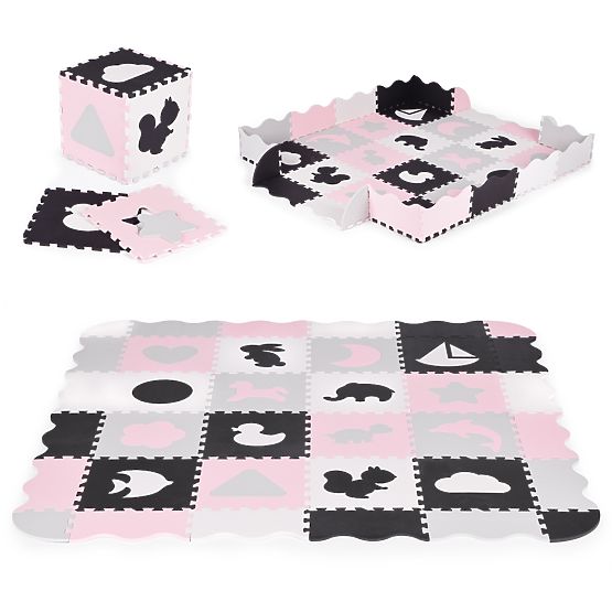 Piankowa mata z płotkiem puzzle suchy basen 36 elementów ECOTOYS