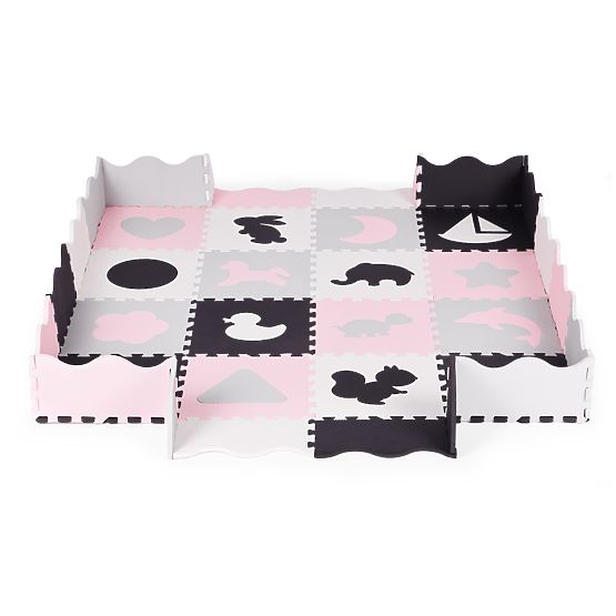 Piankowa mata z płotkiem puzzle suchy basen 36 elementów ECOTOYS