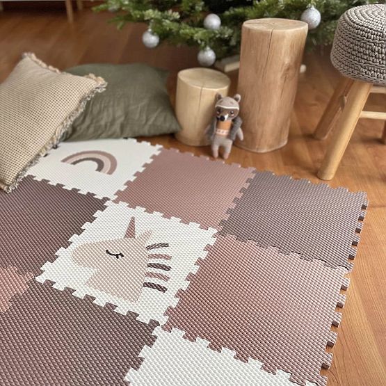 Piankowe puzzle 9 części - jednorożec i tęcza