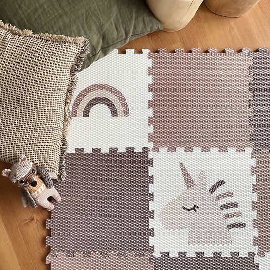 Piankowe puzzle 9 części - jednorożec i tęcza