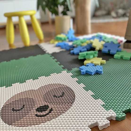 Piankowe puzzle 9 części - leniwiec i tęcza