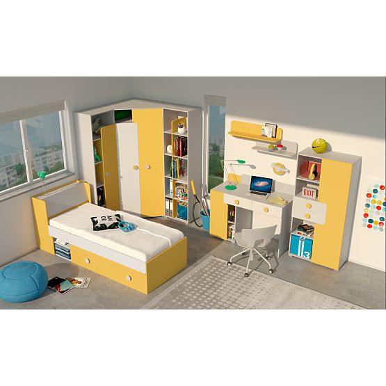 Pisanie stół Yuko - szaro-żółty