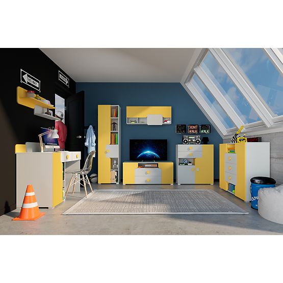 Pisanie stół Yuko - szaro-żółty