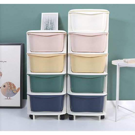 Plastowy regał na kółkach dla dzieci z szufladami