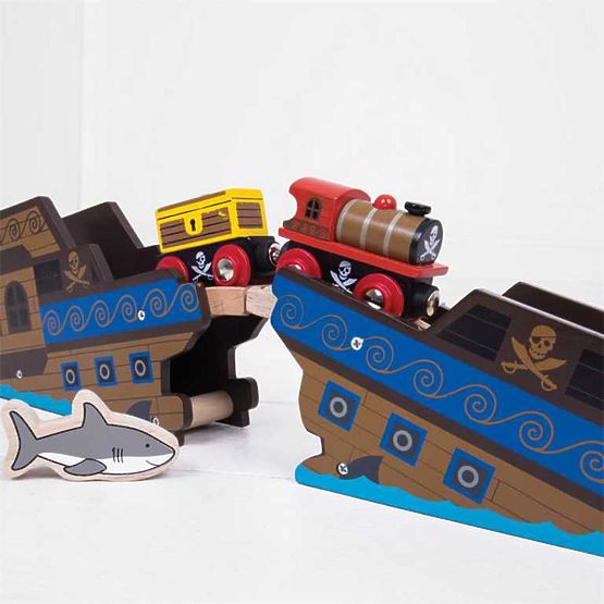 Pociąg Bigjigs Rail Pirate + 3 tory