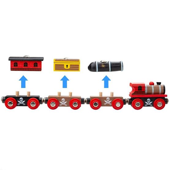 Pociąg Bigjigs Rail Pirate + 3 tory
