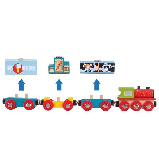 Pociąg towarowy Bigjigs Rail + 3 tory