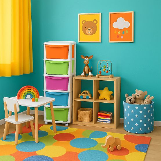 Pojemnik na zabawki 5 szuflad na kółkach