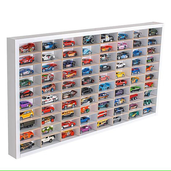 Półka na samochodziki Hot Wheels - biała, 80 miejsc