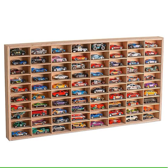 Półka na samochodziki Hot Wheels - naturalna, 80 miejsc