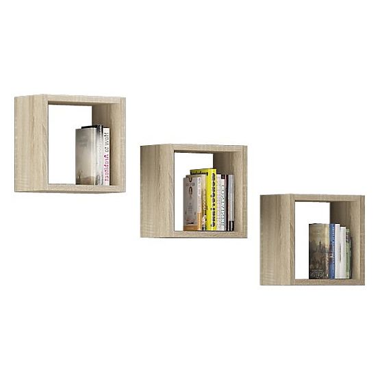 PÓŁKA ŚCIENNA K 25x25cm ZESTAW 3szt DĄB SONOMA