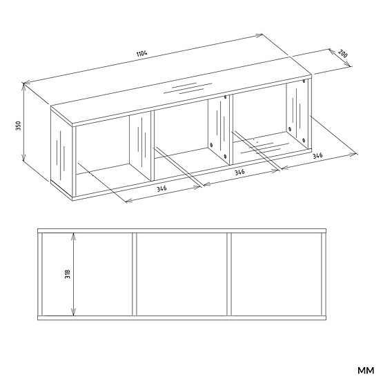 Półka wisząca COBI 1X3 - Nowoczesna półka ścienna 3 Komory Matowa Biała