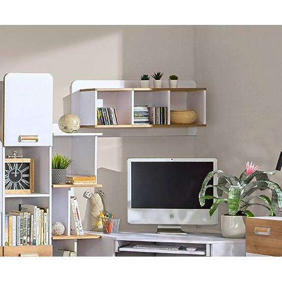 Półka wisząca L9 - biały / dąb Nash