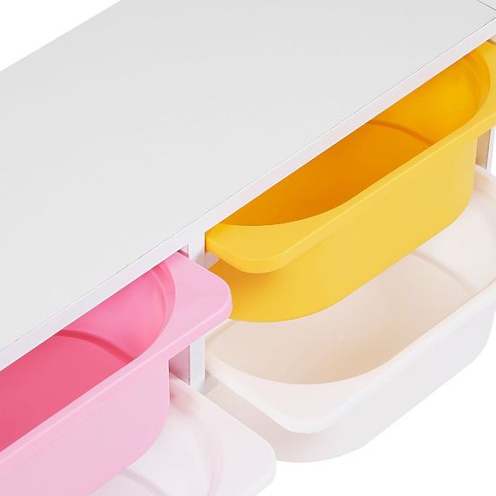 Regał z pojemnikami Explorer - niebieski / różowy / żółty