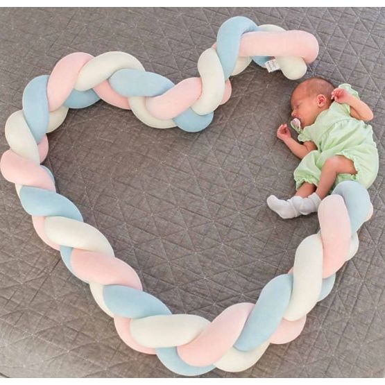 Poręcz pleciona 240 cm - róż z niebieskim