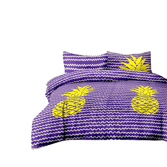Pościel BASIC - AMELIAHOME kolor fioletowy, wzór drukowany, styl nowoczesny 155x220*2+80x80