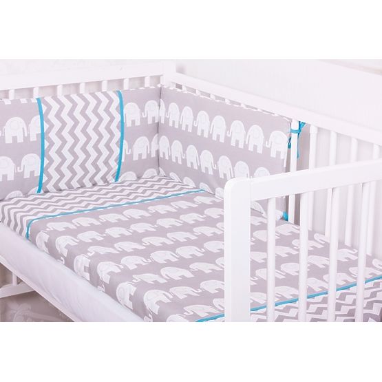 Pościel do łóżka - Słonie - szare 120x90cm 