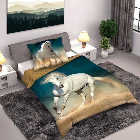 Pościel dziecięca 140x200 cm + 70x90 cm Biały konik