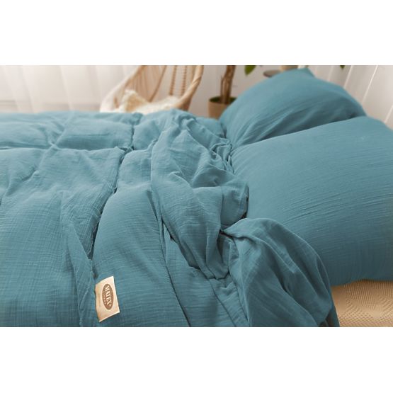 Pościel muślinowa 140x200 cm + 70x90 cm granatowa