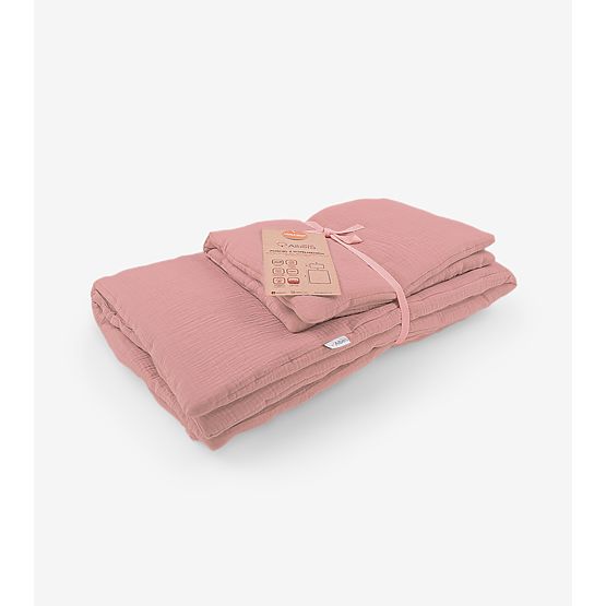 Pościel muślinowa z wypełnieniem Hawaje- różowa