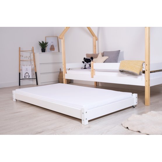 Wysuwane dodatkowe łóżko Vario z materacem piankowym - białe